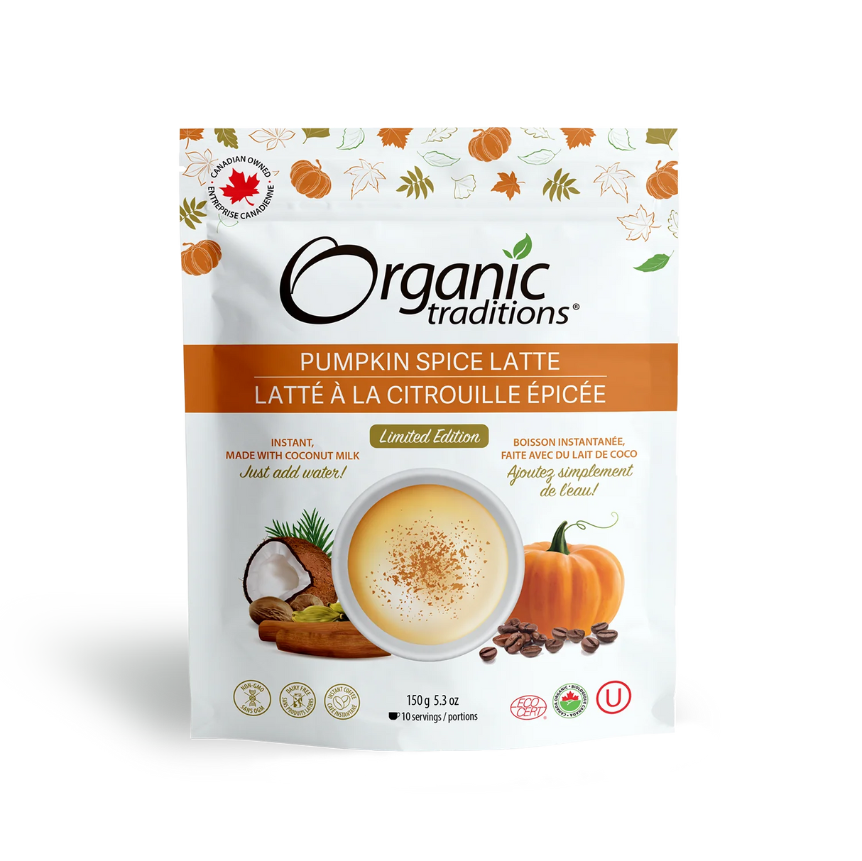 Organic Traditions - Latte à la citrouille épicée - 150 g