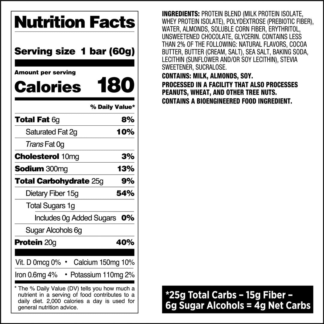 Quest Nutrition protein bar nutritional fact - Caramel Chocolate Chunk