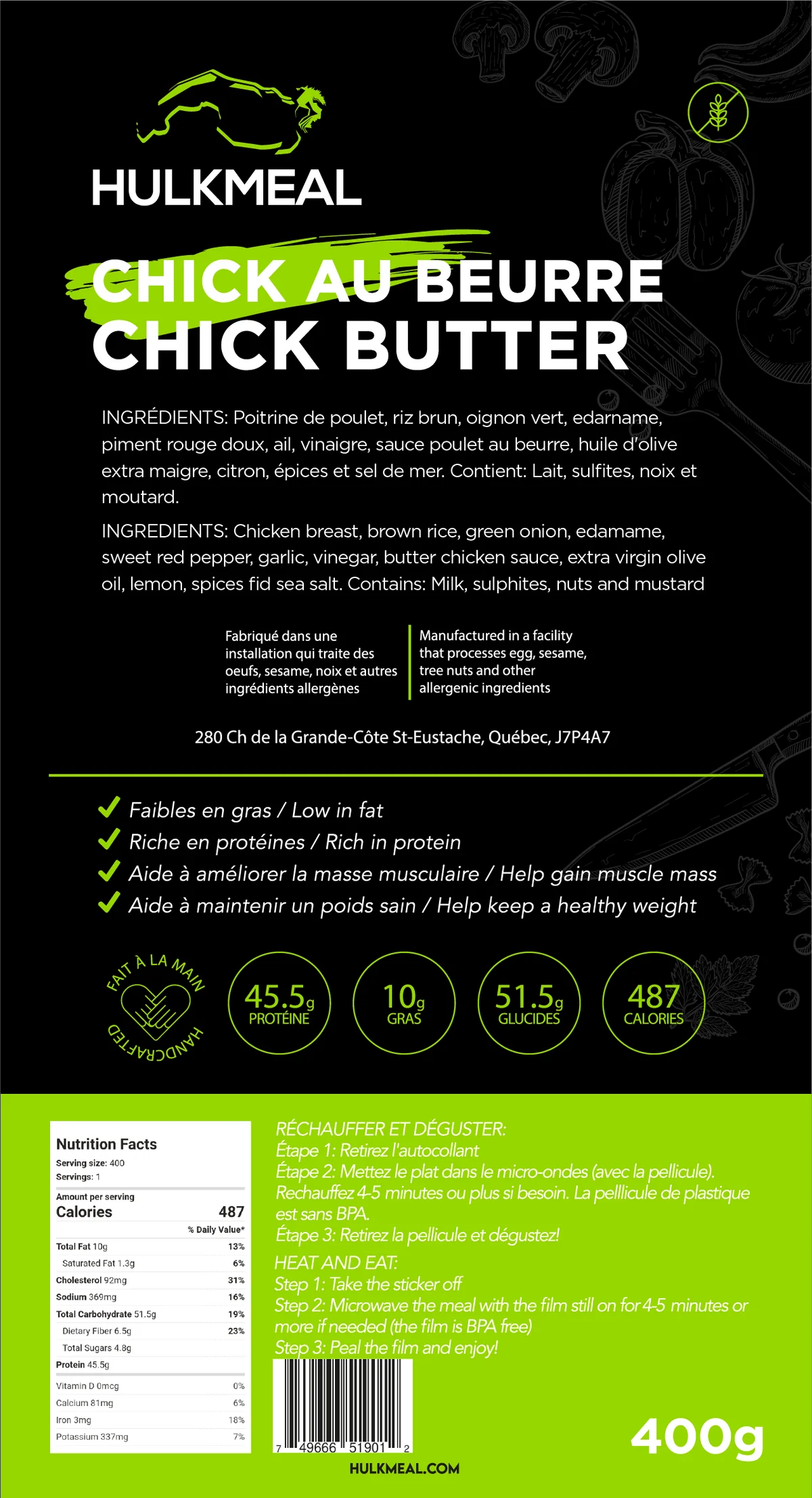 Hulk Meal - Beurre de poulet - 400 g