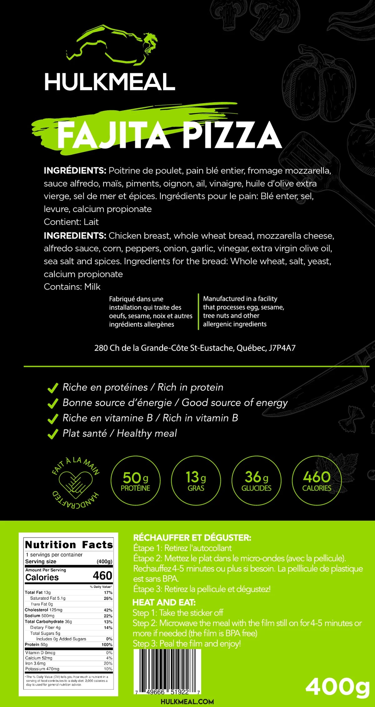 Menu Hulk - Pizza Fajita - 400 g