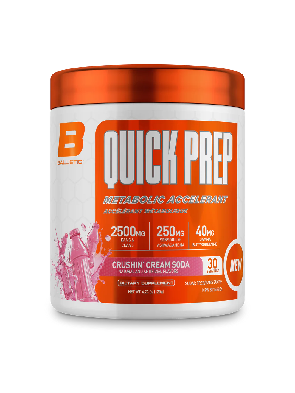 Ballistic Quick Prep Crushin’ Cream Soda – natural metabolism booster, energy and fat burner supplement by Ballistic Supps
