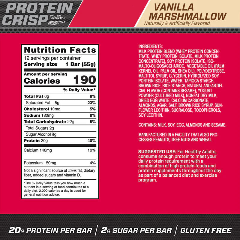 BSN Protein Crisp Bars - 12 x 55 Grams