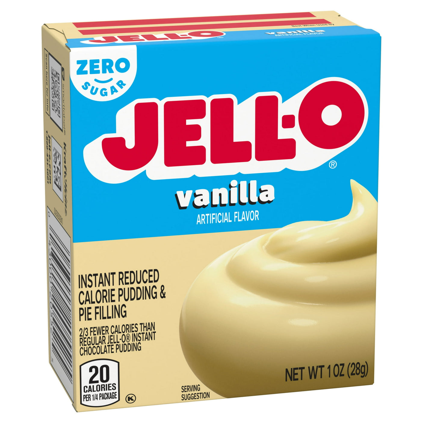 Jell-O Zero Sugar Instant Pudding & Pie Filling – Reduced Calorie Dessert Mix (1oz)