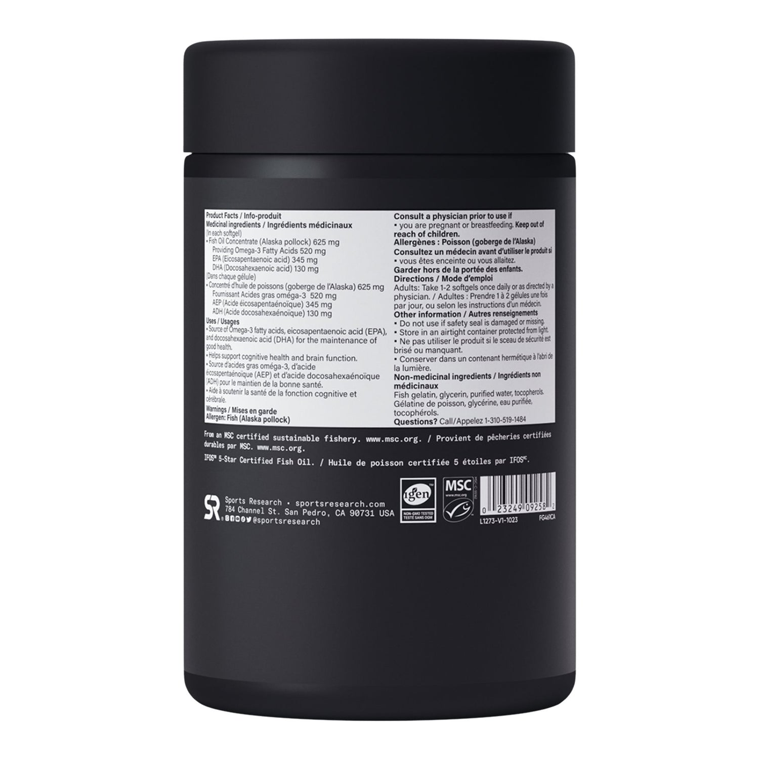 Sports Research - Omega-3 Fish Oil from Wild Alaska Pollock - 90 Mini Gels