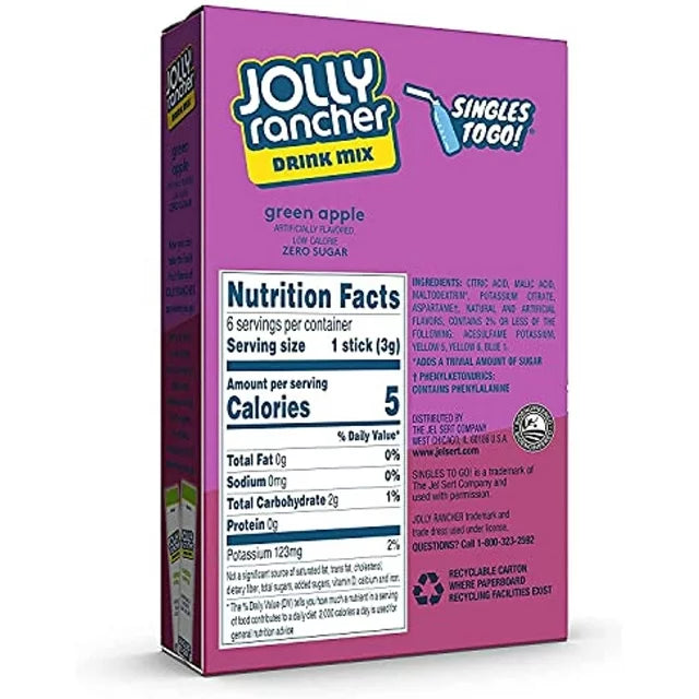 Jolly Rancher - Zero Sugar Singles To Go Drink Mix - Pak 6