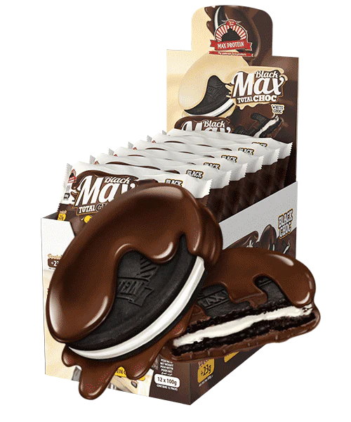Max Protein - Biscuits protéinés noirs Max Protein 100 g - Boîte de 12