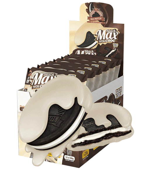 Max Protein - Biscuits protéinés noirs Max Protein 100 g - Boîte de 12