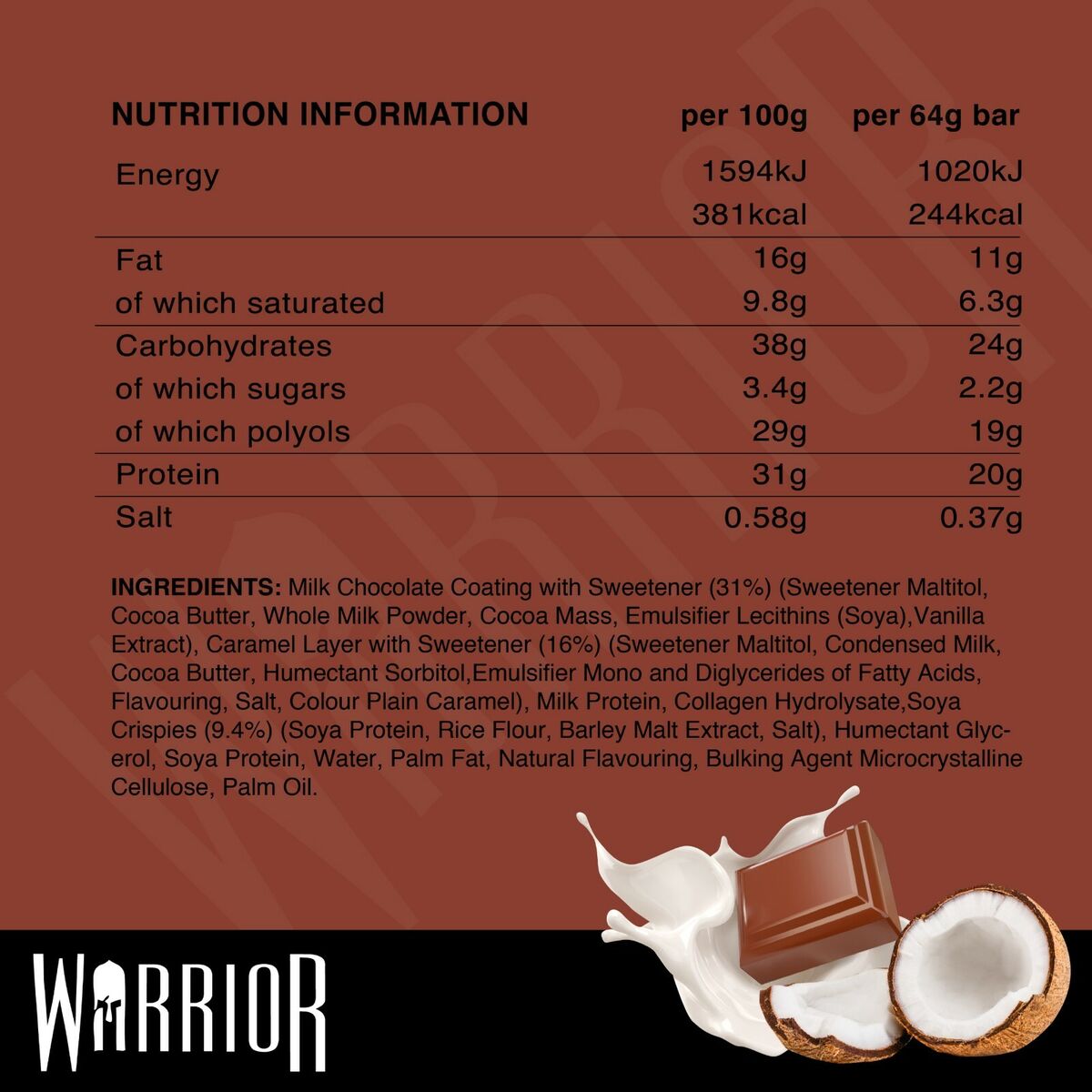 Warrior Crunch - Protein Bar 64g - Box 12