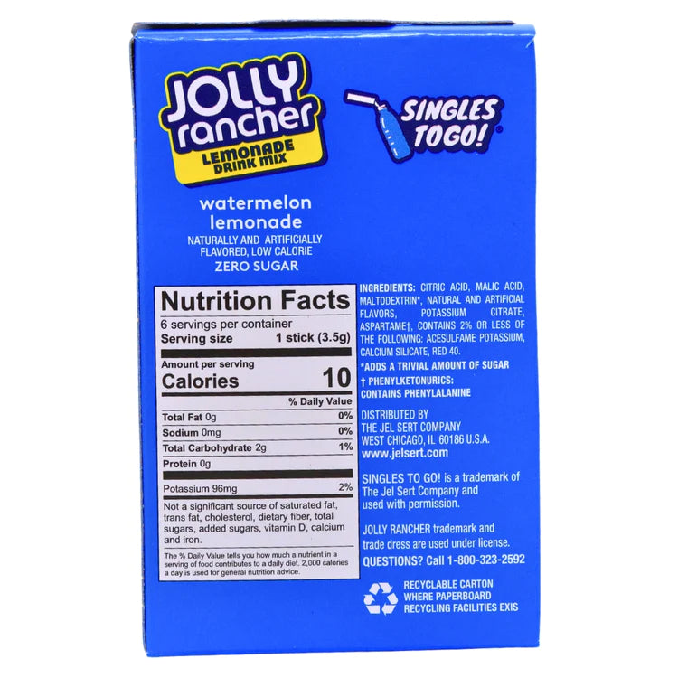 Jolly Rancher - Zero Sugar Singles To Go Drink Mix - Pak 6