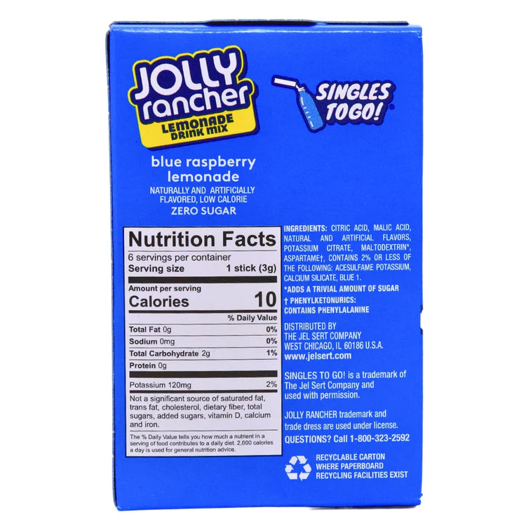 Jolly Rancher - Zero Sugar Singles To Go Drink Mix - Pak 6