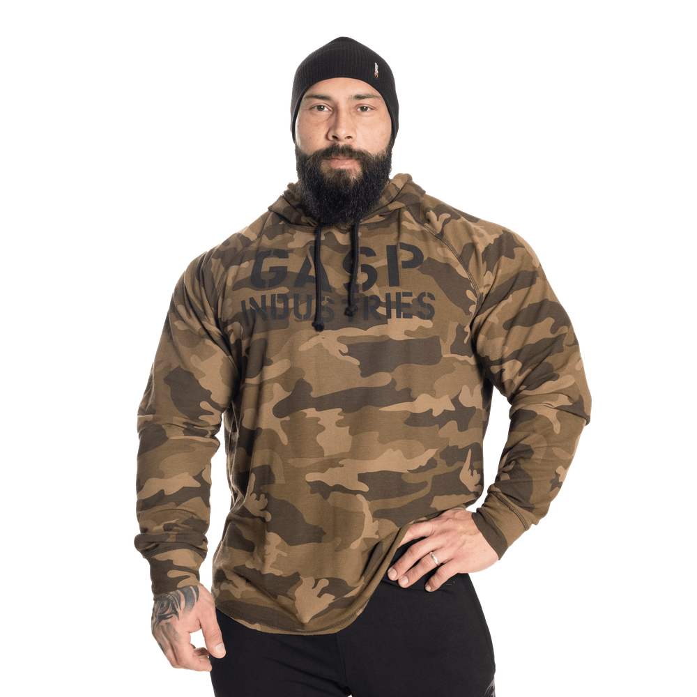 Sweat à capuche thermique Gasp LS, motif camouflage vert