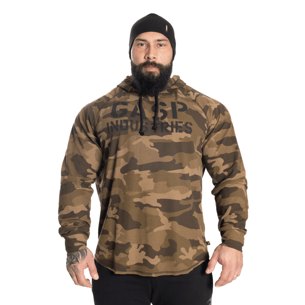 Sweat à capuche thermique Gasp LS, motif camouflage vert