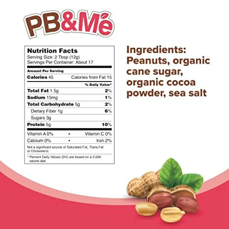 PB&Me - Powdered Peanut Butter - Chocolat Hazelnut 453g