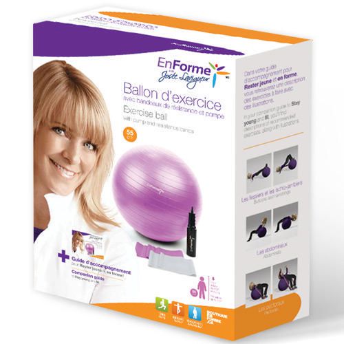Ballon d'exercice 55cm + 2 Bandes Resistances