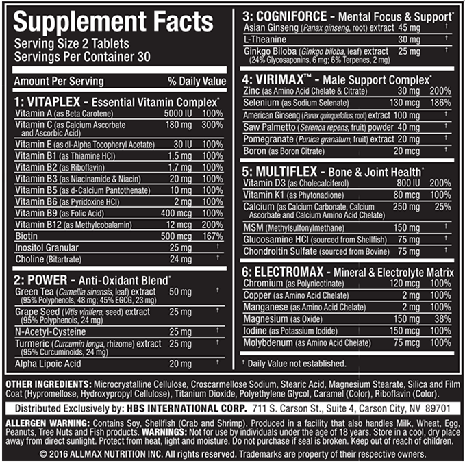 Allmax - Vitaform pour hommes - 60 comprimés