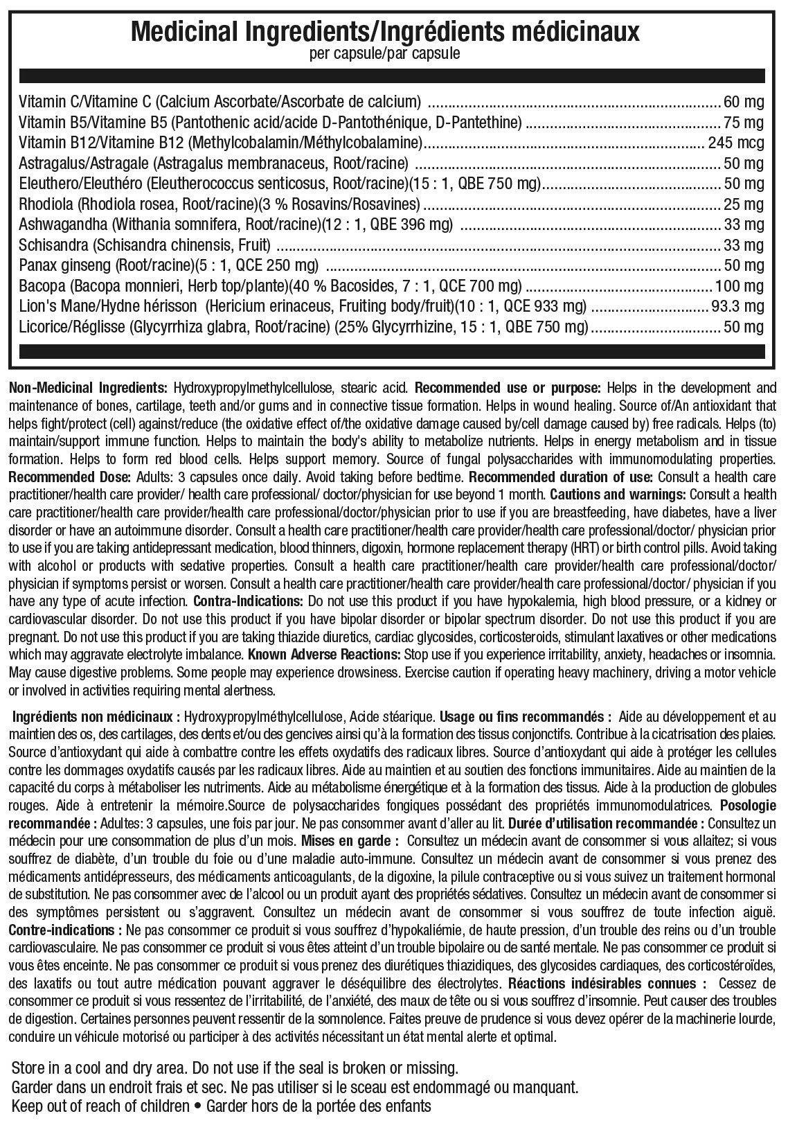 ATP Lab Adrenrgy 90 caps medicinal ingredients