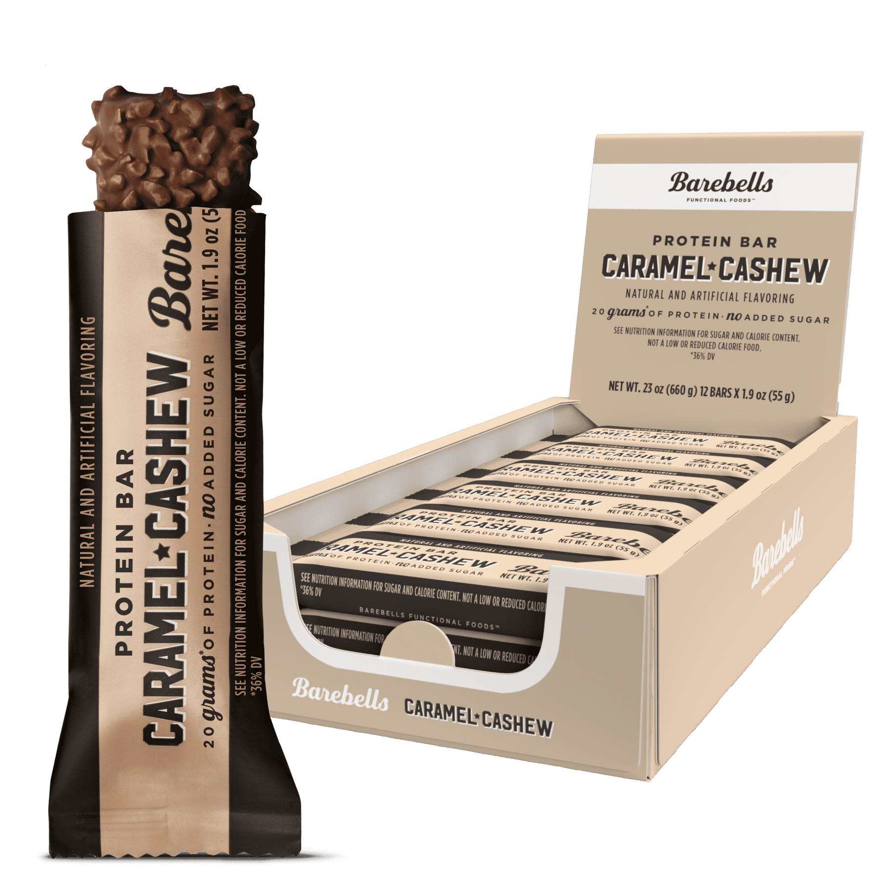 Barebells protein bar caramel cashew box 12