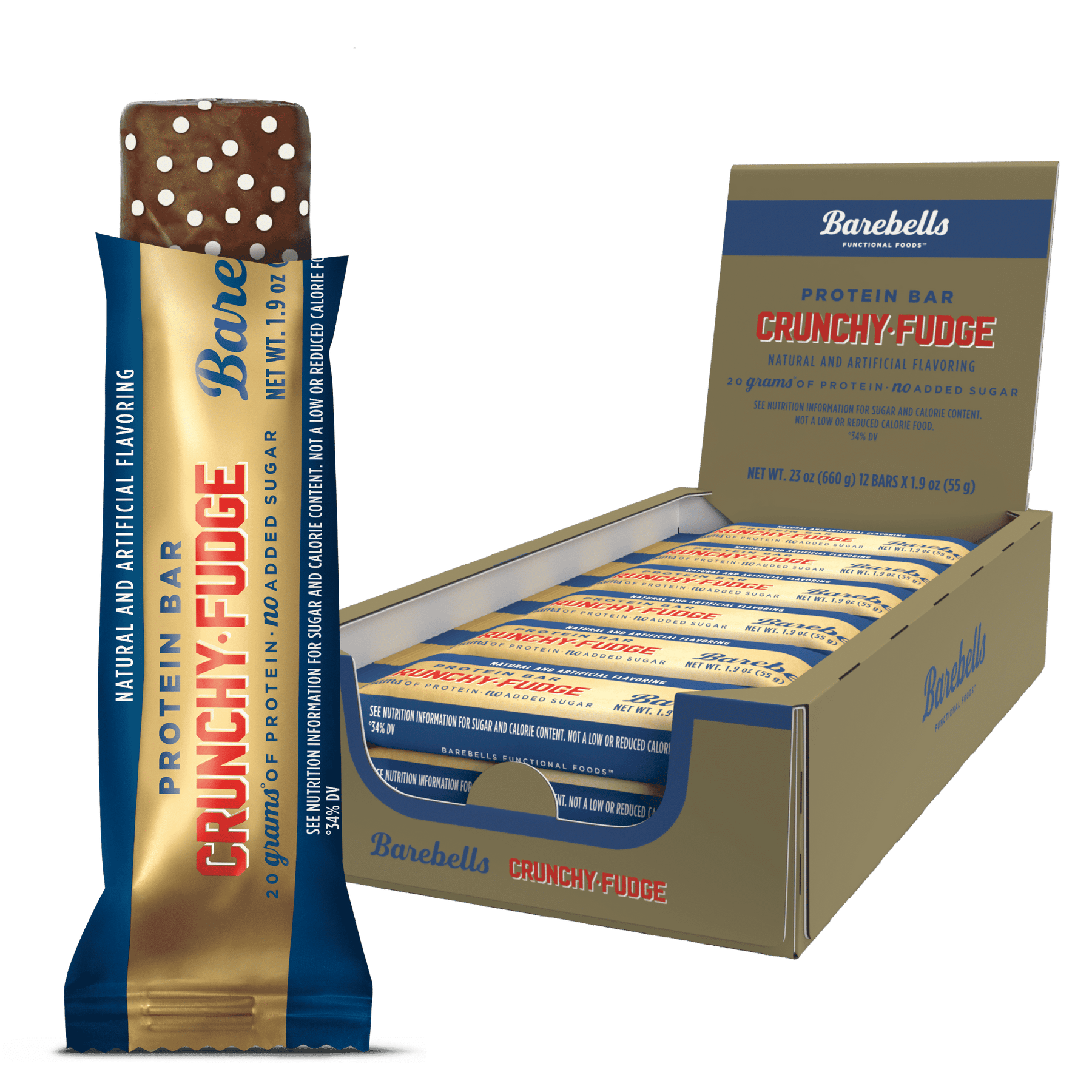 Barebells protein bar crunchy fudge box 12