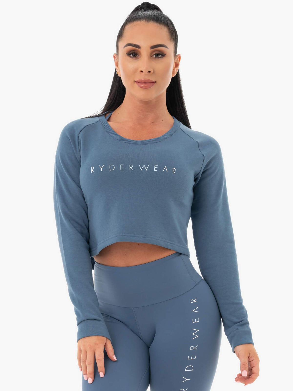 Ryderwear Staples Cropped Sweater Steel Blue
