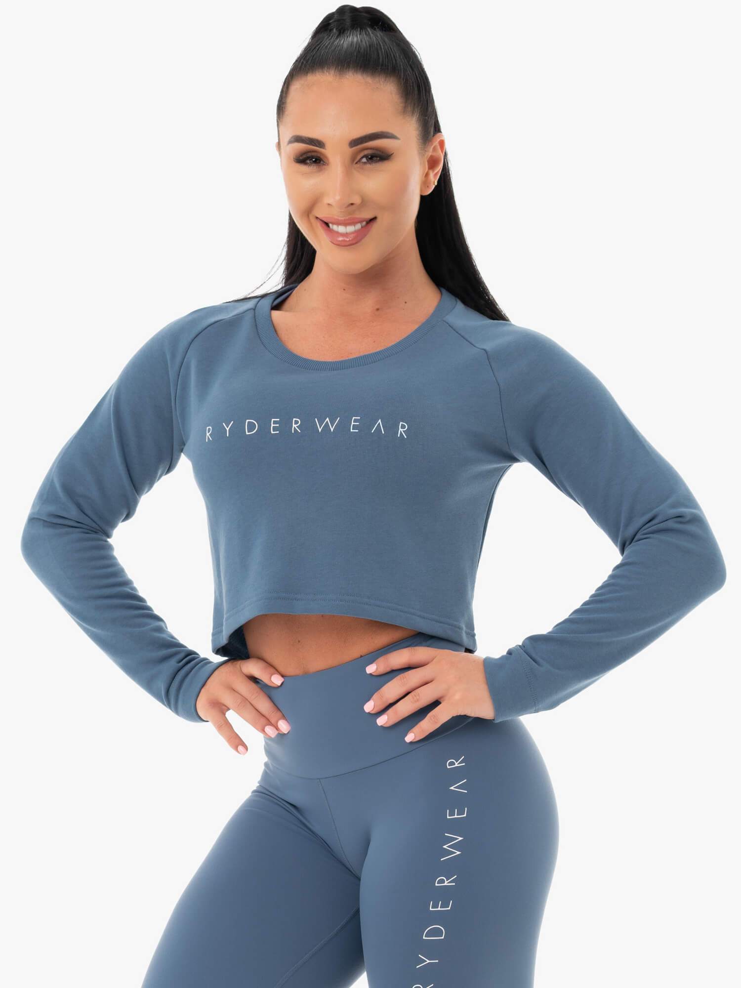 Ryderwear Staples Cropped Sweater Steel Blue