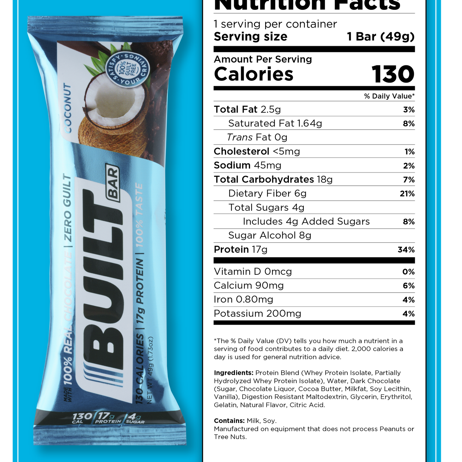 Built Protein Bar - 100% Real Chocolate - Zero Guilt 49g