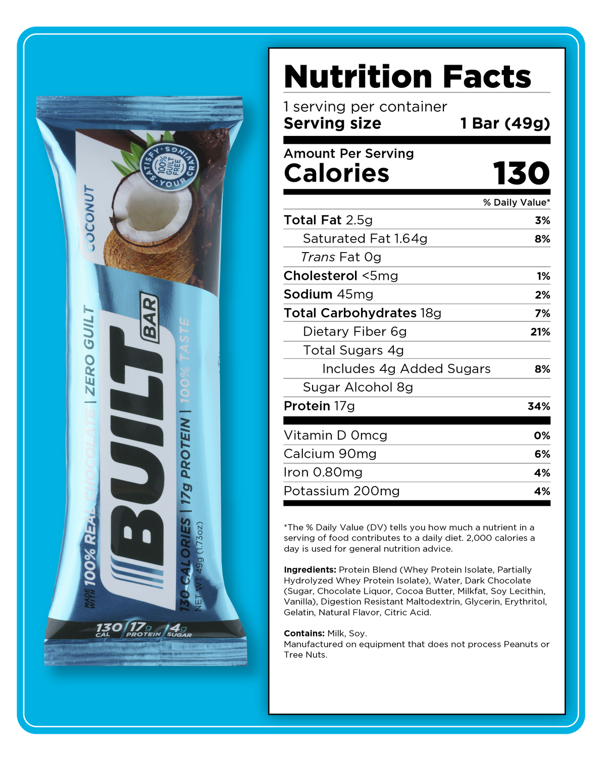 Built Protein Bar - 100% Real Chocolate - Zero Guilt 49g