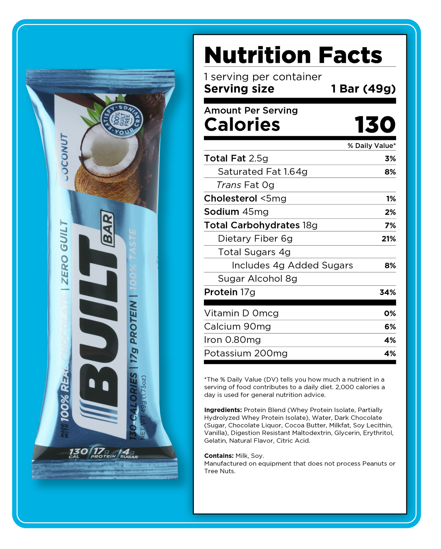 Built Protein Bar - 100% Real Chocolate - Zero Guilt 49g