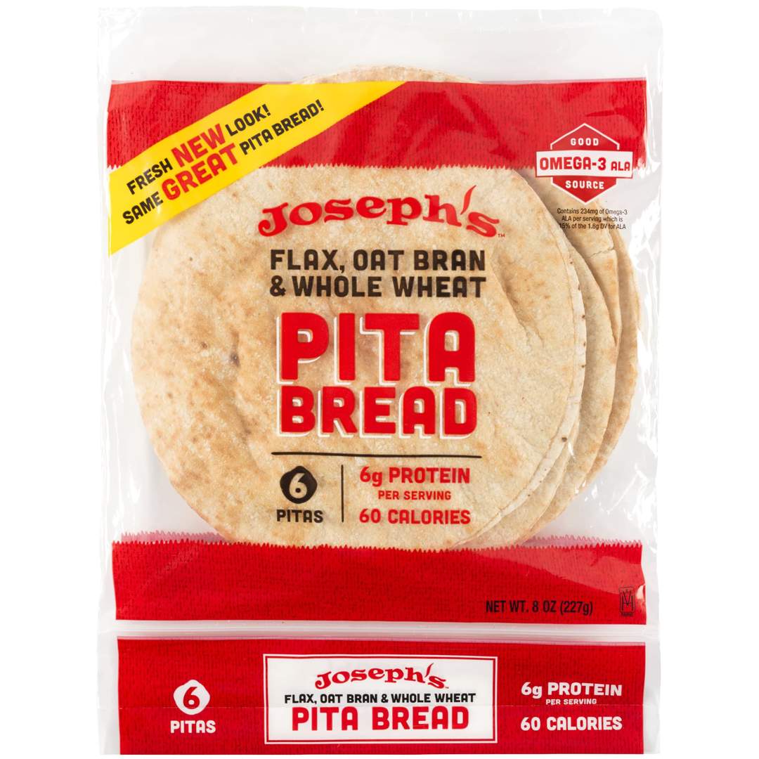 Pain Joseph's - Lin, son d'avoine et blé complet 227 g - 6 pains pita