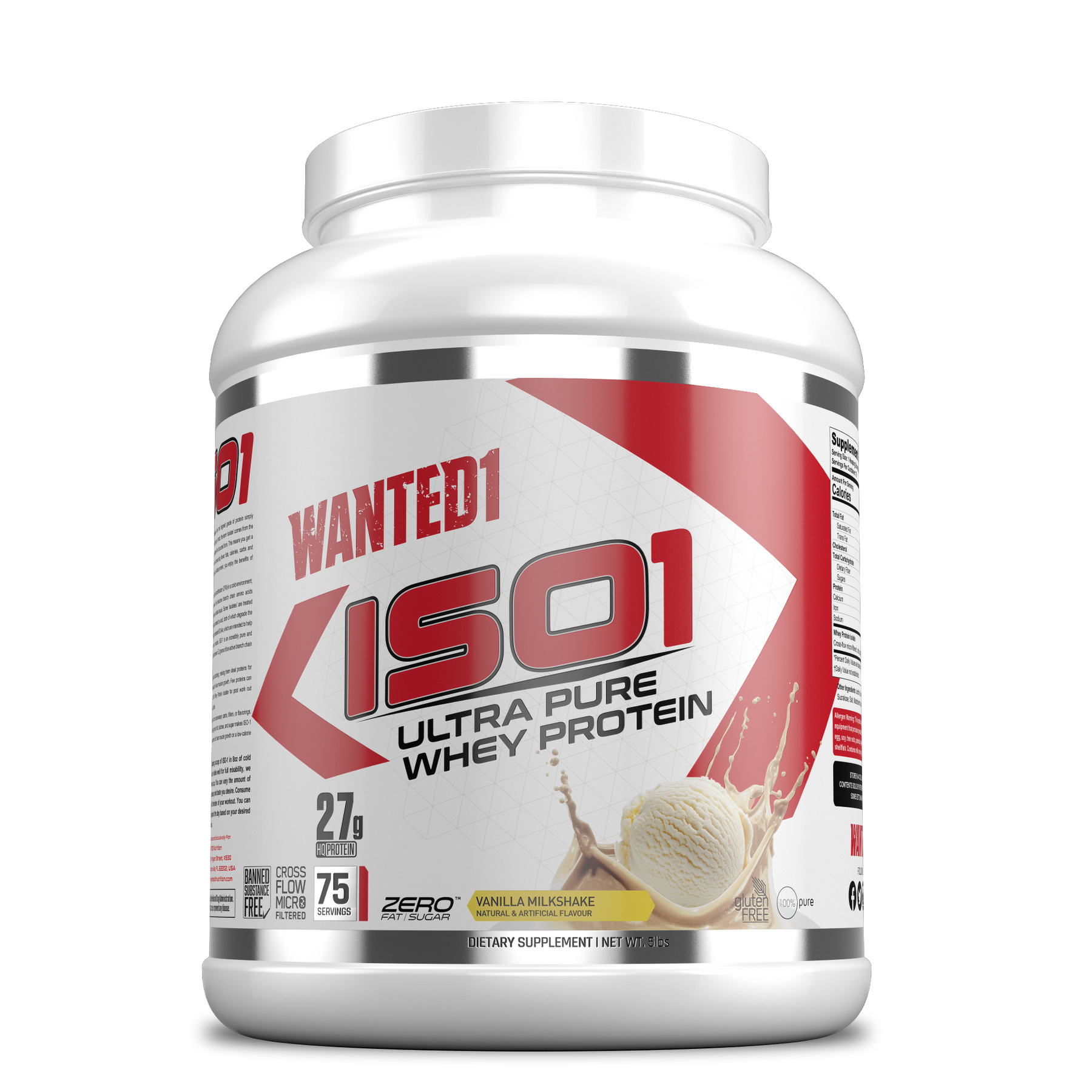 Wanted1 ISO1 - Ultra Pure Whey Isolate Protein - 5lbs