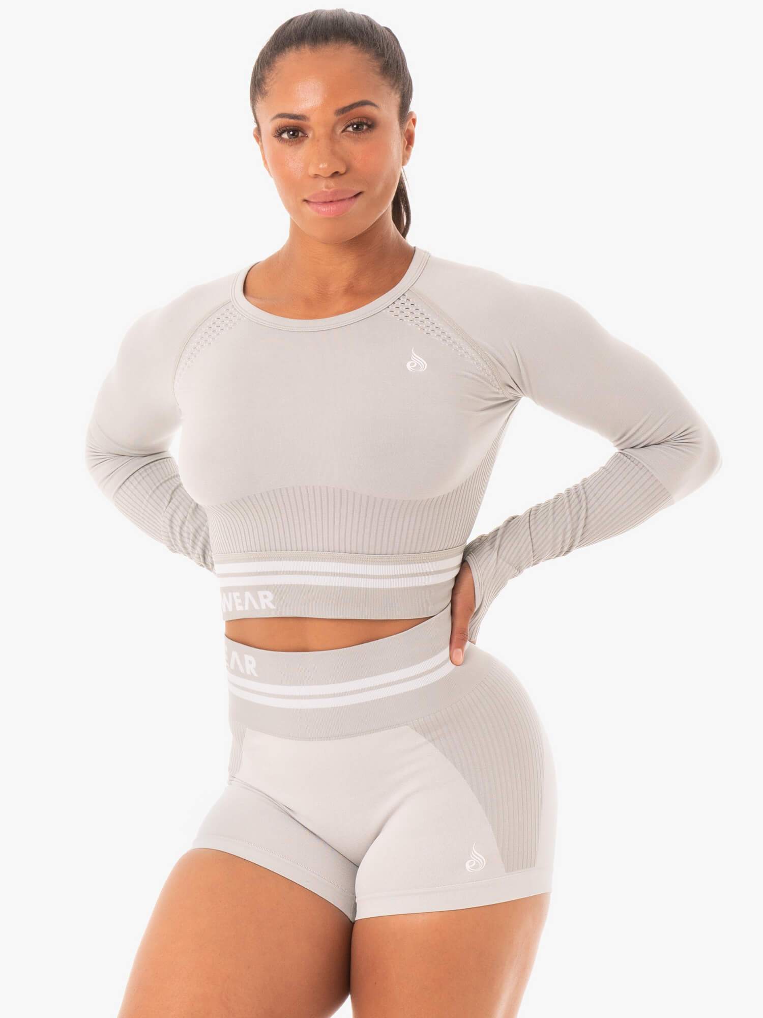 Ryderwear Freestyle Seamless Long Sleeve Crop Grey