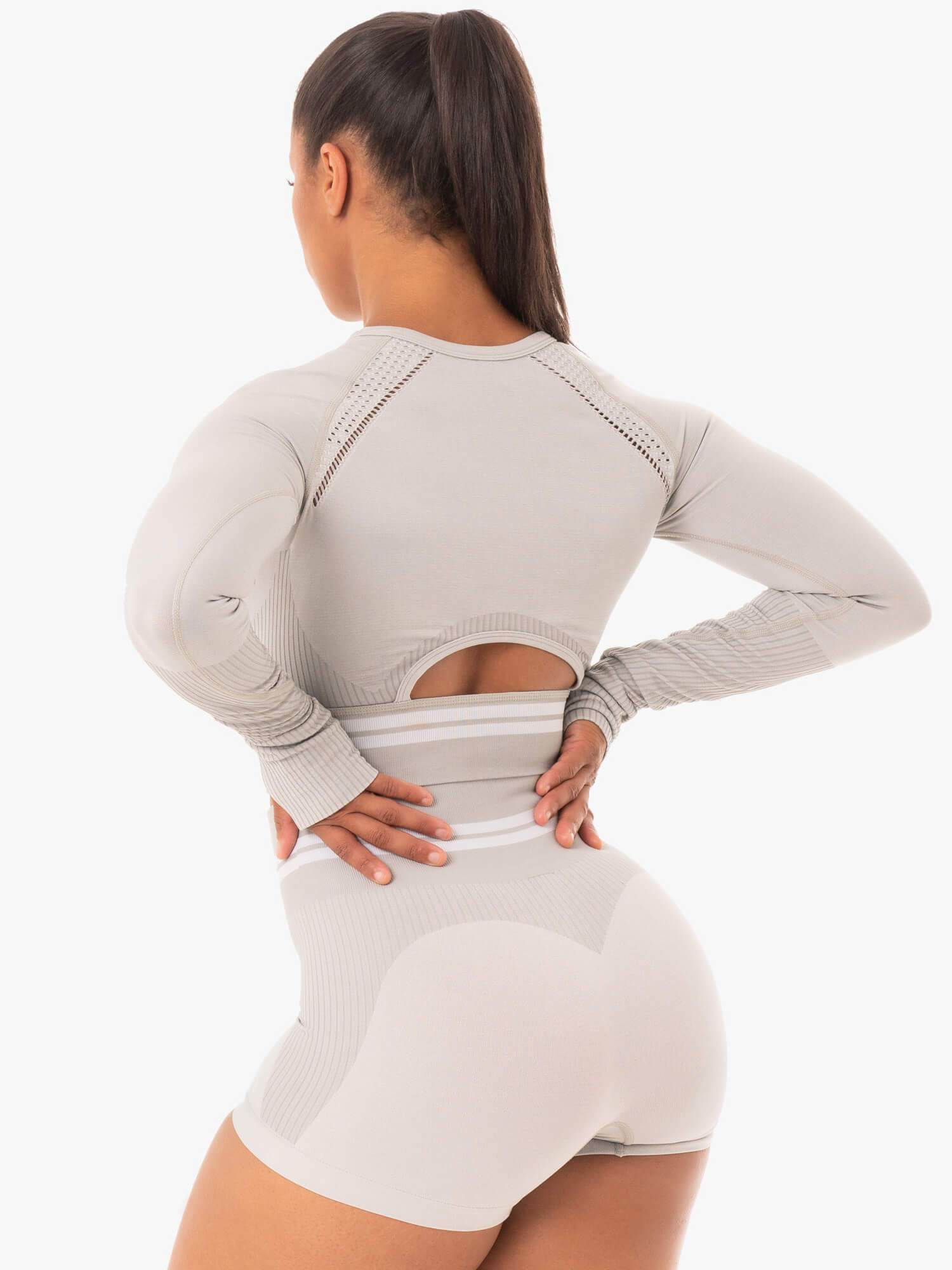 Ryderwear Freestyle Seamless Long Sleeve Crop Grey