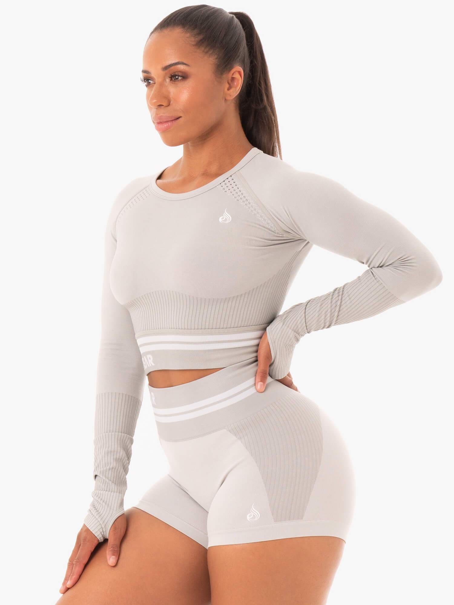 Ryderwear Freestyle Seamless Long Sleeve Crop Grey