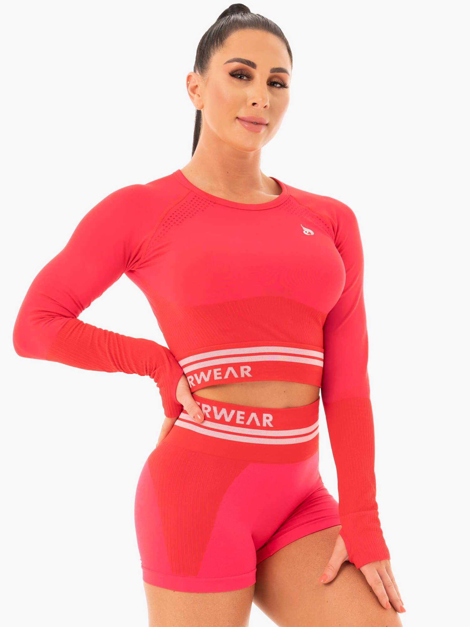 Ryderwear Freestyle Seamless Long Sleeve Crop Red