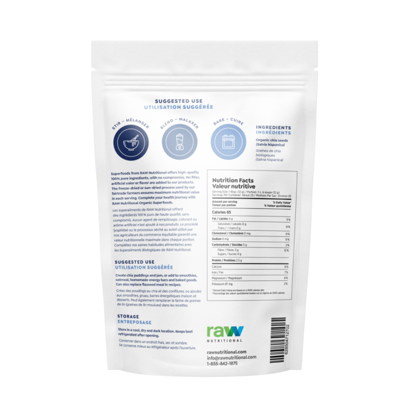 Graines de chia biologiques crues et nutritives 300 g