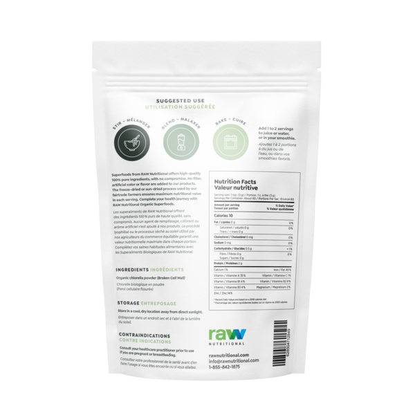 Raw Nutritional - Pure Organic Chlorella 180g