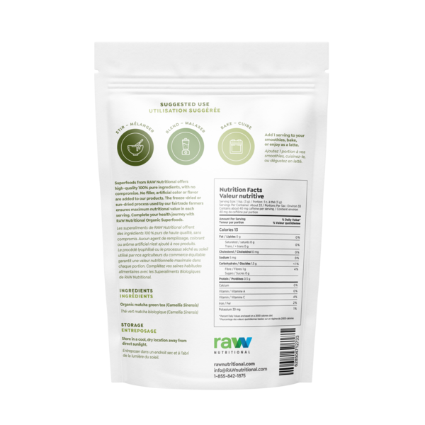 Raw Nutritional - Pure Organic Matcha Tea - 150g