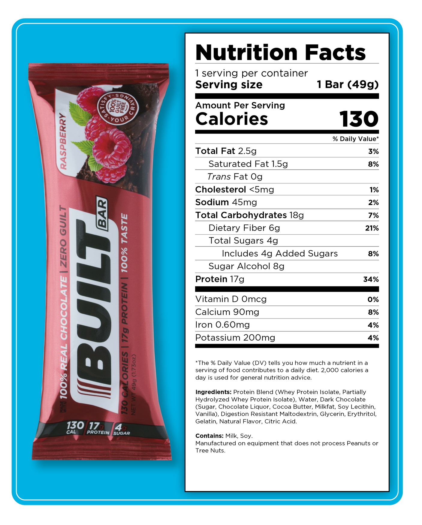 Built Protein Bar - 100% Real Chocolate - Zero Guilt 49g