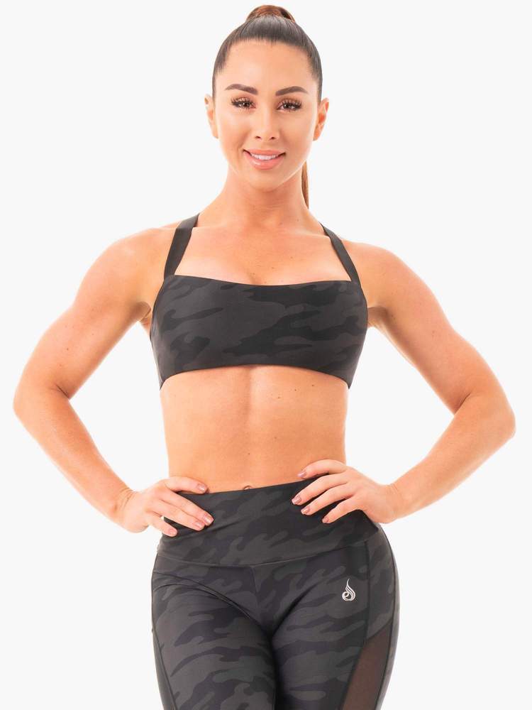 Ryderwear Camo Sport Bra Black Camo