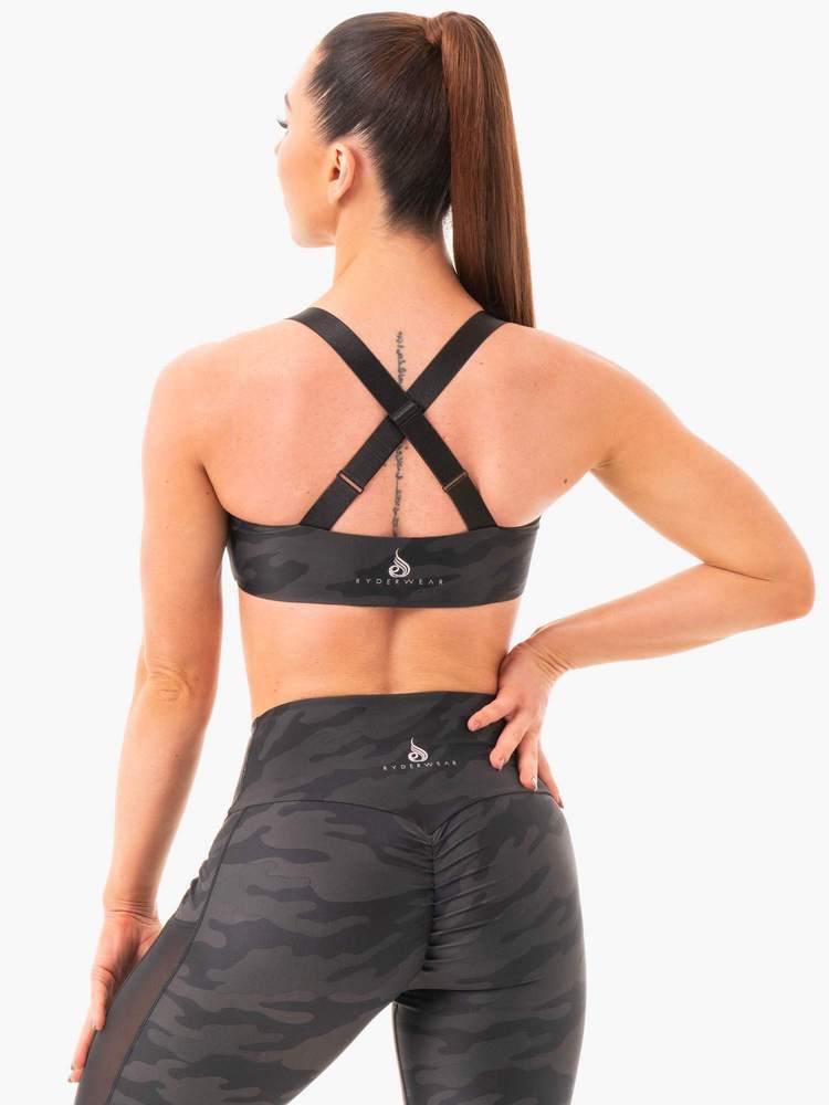 Ryderwear Camo Sport Bra Black Camo