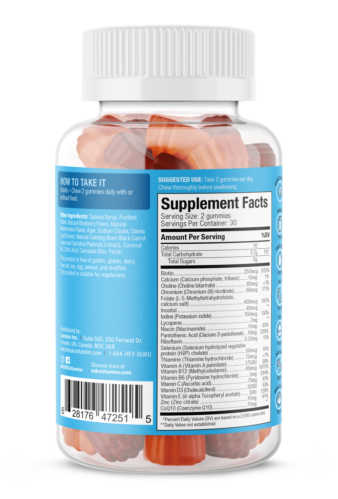 SUKU Vitamins - Le complément multivitaminé complet pour hommes - 60 gommes