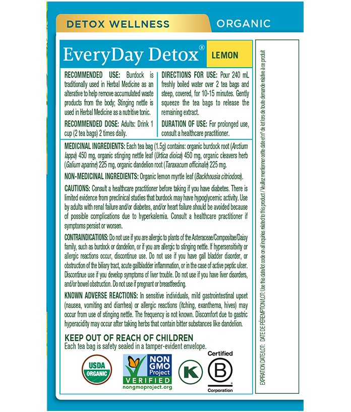 Traditional Medicinals - Every Day Detox Lemon Tea - 16 tea bags