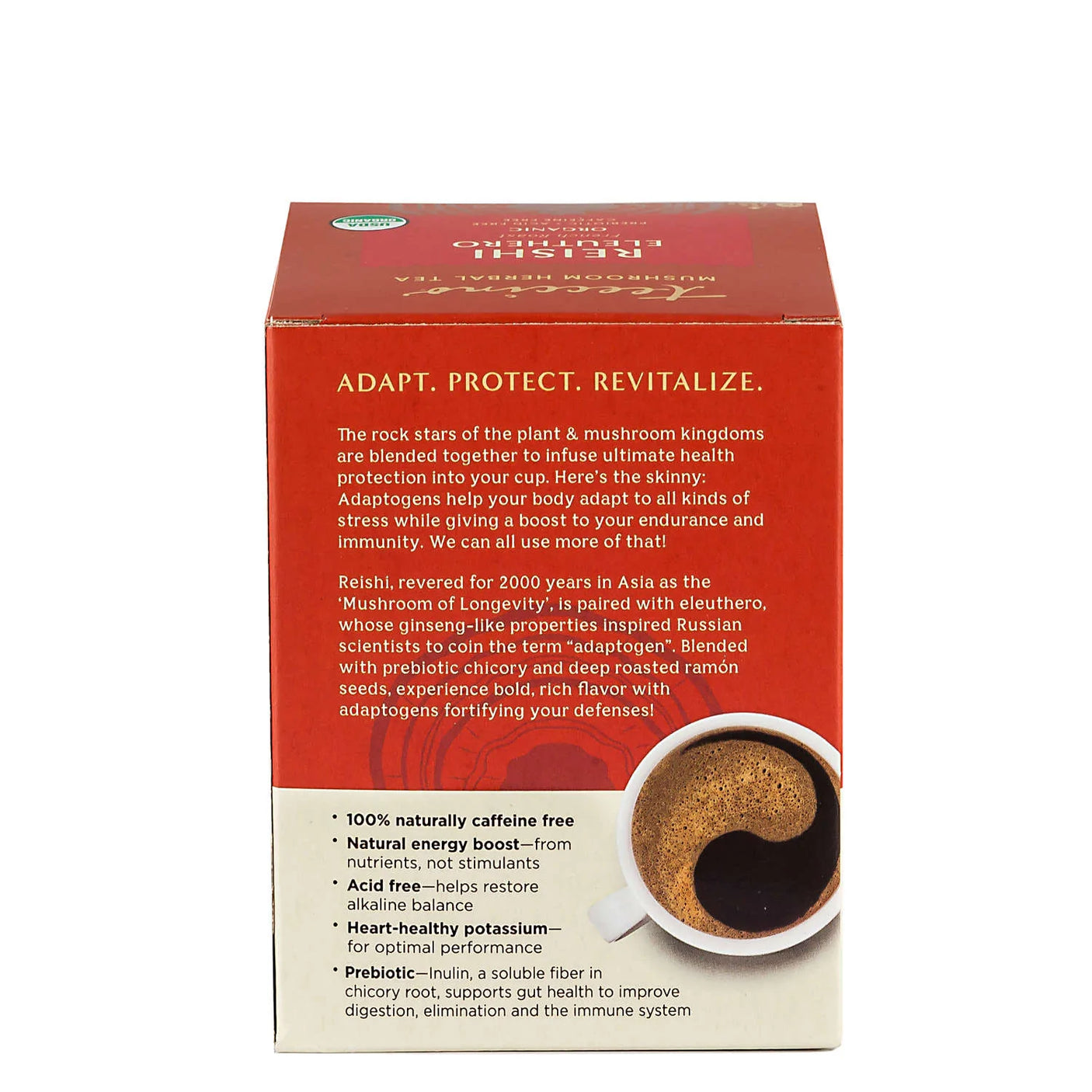 Teeccino - Reishi Eleuthero Mushroom Herbal Tea - 10 Tea Bags