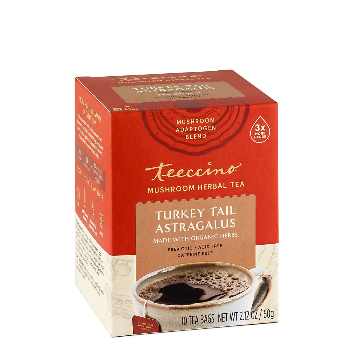 Teeccino - Tisane Queue de Dinde, Astragale, Érable Grillé et Champignons - 10 Sachets