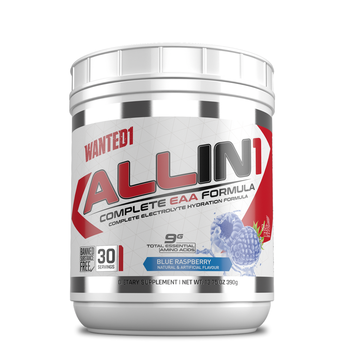 Wanted1 ALLIN1 - Formule complète d'acides aminés essentiels + électrolytes - 30 portions
