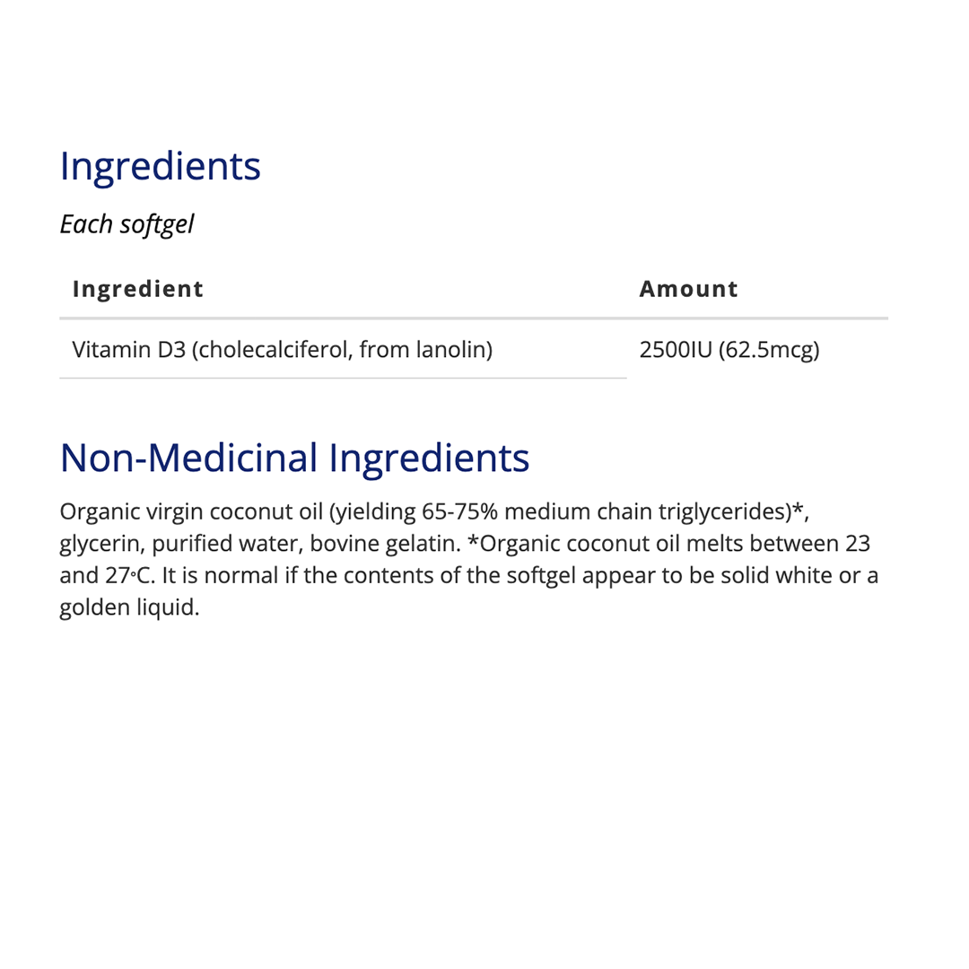 CanPrev - Vitamin D3 2500IU - 240 Softgels