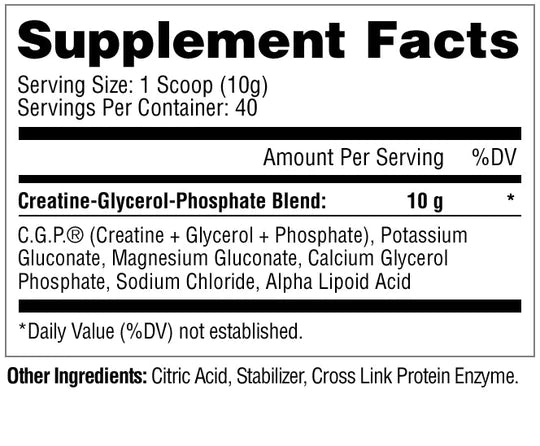 Metabolic Nutrition - C.G.P. Creatine Glycerol Phosphate - 400g