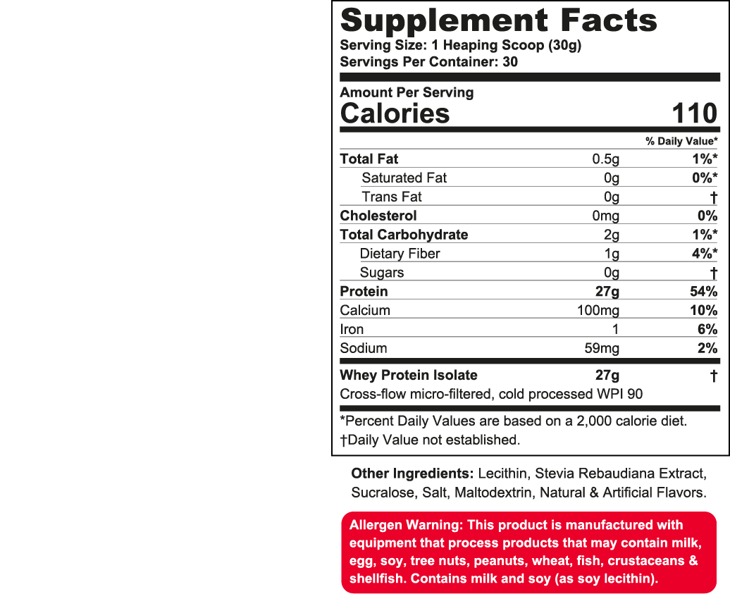 Wanted1 ISO1 - Ultra Pure Whey Isolate Protein - 2lbs