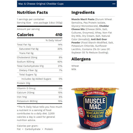 Muscle Mac Mac Mac & Cheese protéiné en tasse 102 g
