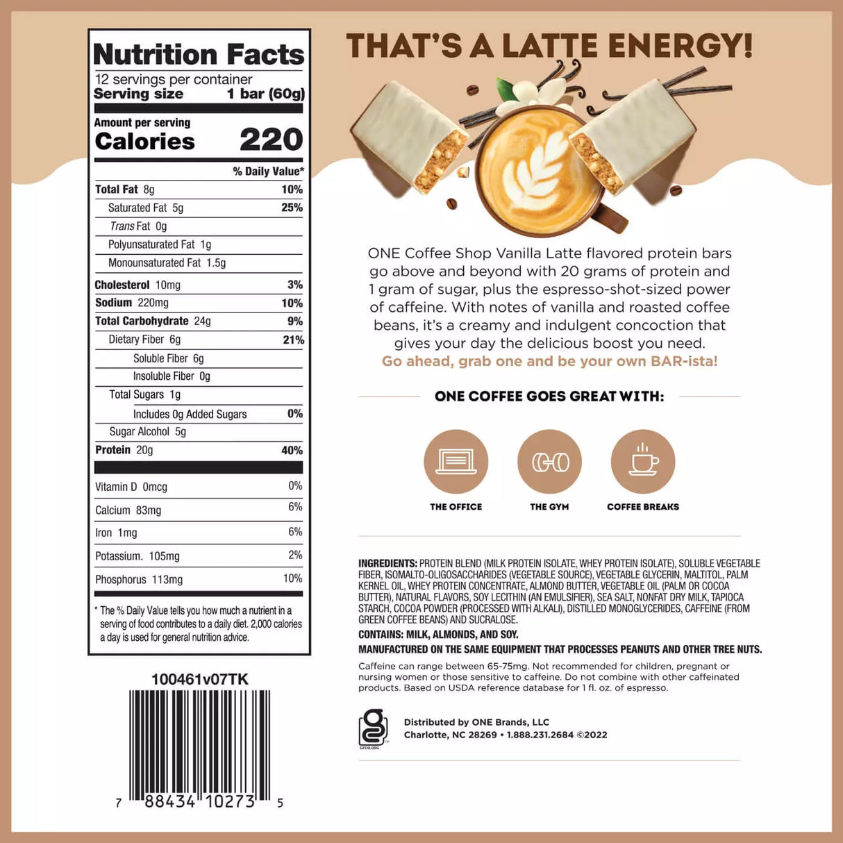 One Bar - Barre protéinée One Coffee Shop - 60 g