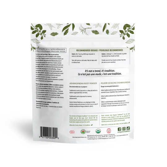 Organic Traditions - Poudre de racine d'ashwagandha - 200 g